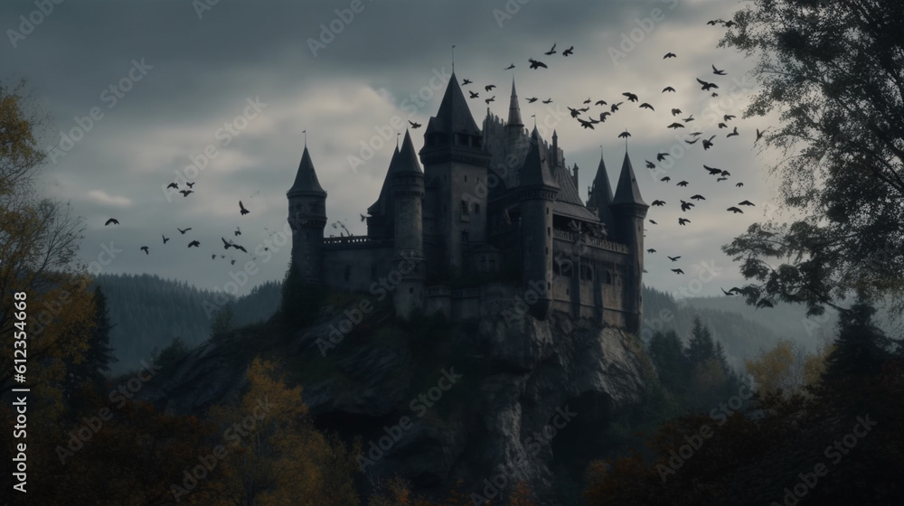 Dark gothic castle. Generative AI