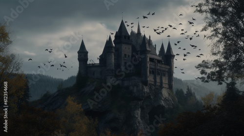 Dark gothic castle. Generative AI