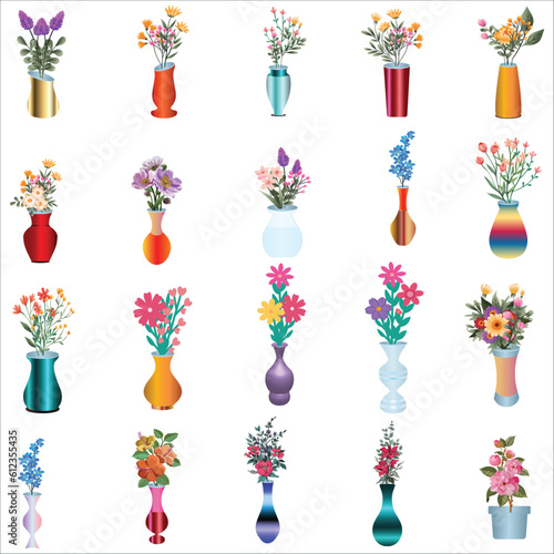 Set of colorful flowerpots for house. Flat style indoor pots for plants and flowers. Vector illustration isolated. Collection of modern flower pots and vases.