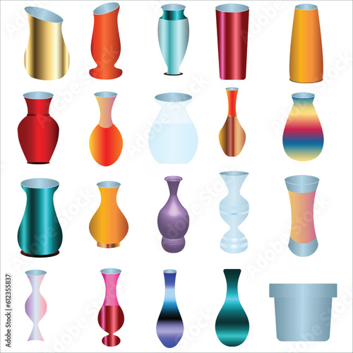 Set of colorful flowerpots for house. Flat style indoor pots for plants and flowers. Vector illustration isolated. Collection of modern flower pots and vases.