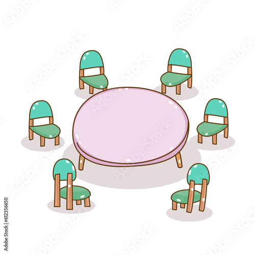Illustration set table for classroom.