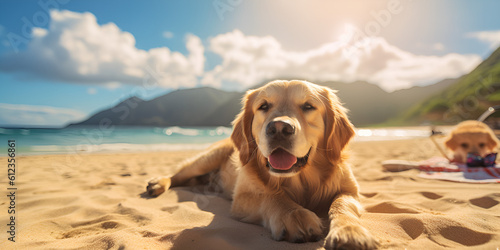 "Beach Adventure with a Joyful Dog"