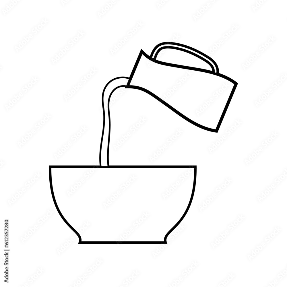 Pouring water. Vector flat outline icon illustration isolated on white background. Pouring water. Vector flat outline icon illustration isolated on white background.
