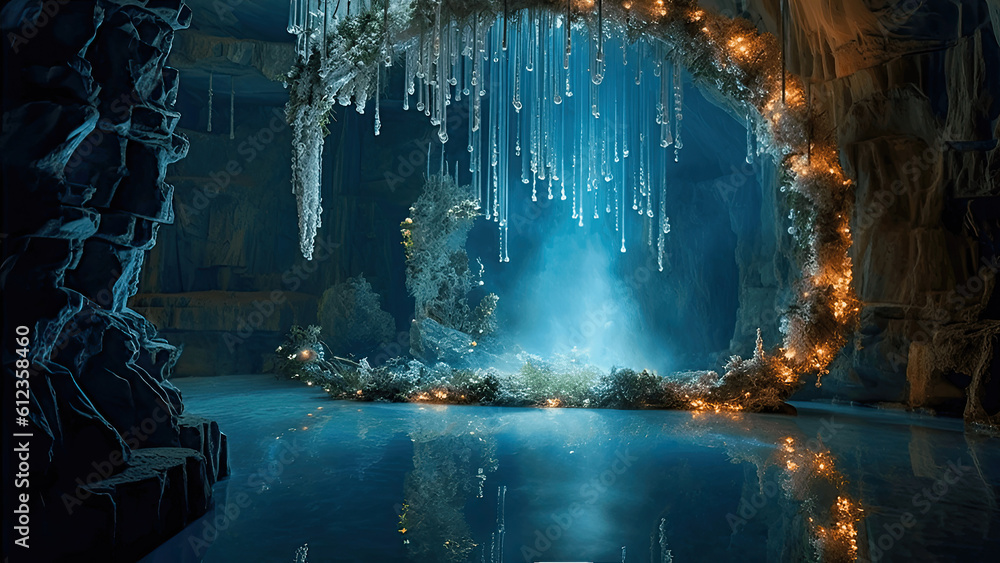 Ice Cave with Floral Arch Backdrops Ice Cave with Floral Arch Backdrops