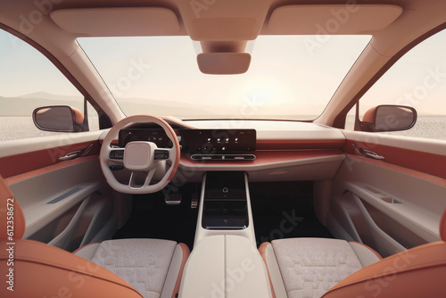 Minimalist Car Interior Design. Generative AI © Andrii 