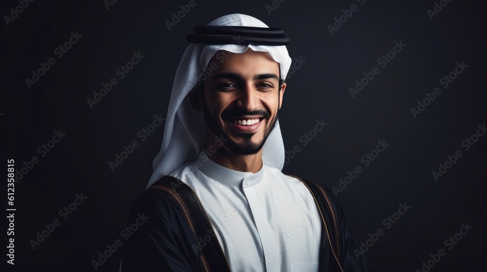 Dynamic Arabian Businessman Radiates Positivity and Ambition. Generative AI