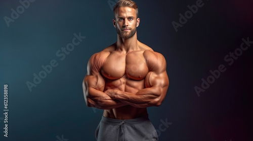 Power and Passion  Muscular Single Male Model in Sportswear. Generative AI