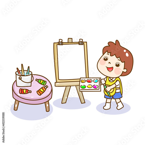 Illustration Art classroom for kids.