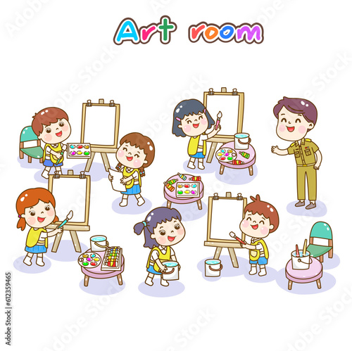 Illustration Art classroom for kids.