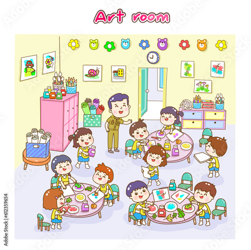 Illustration Art classroom for kids.