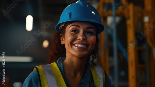 Blue-Hued Construction Professional. Generative AI