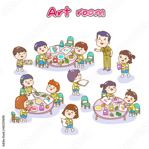Illustration Art classroom for kids.