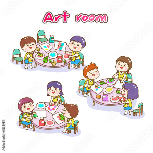 Illustration Art classroom for kids.