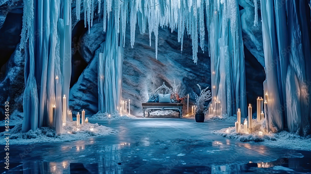 Ice Cave with Floral Arch Backdrops Ice Cave with Floral Arch Backdrops