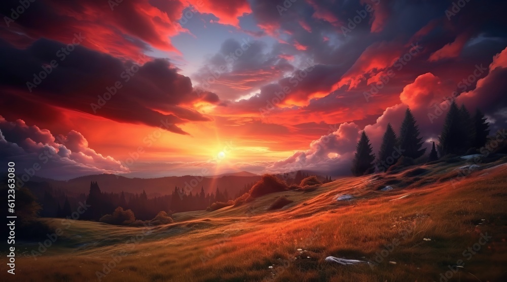 sunset mountain landscapes