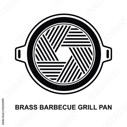Brass barbecue grill pan icon isolated on background vector illustration