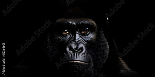 Gorilla mammal animal face , wildlife monkey big black strong 
