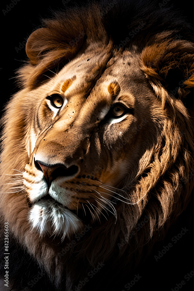Lion face , feline king isolated , wildlife Portrait Wildlife animal. Generative ai Lion face , feline king isolated , wildlife Portrait Wildlife animal. Generative ai