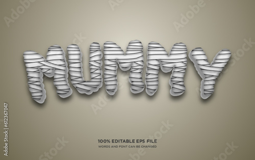 Mummy 3D editable text style effect