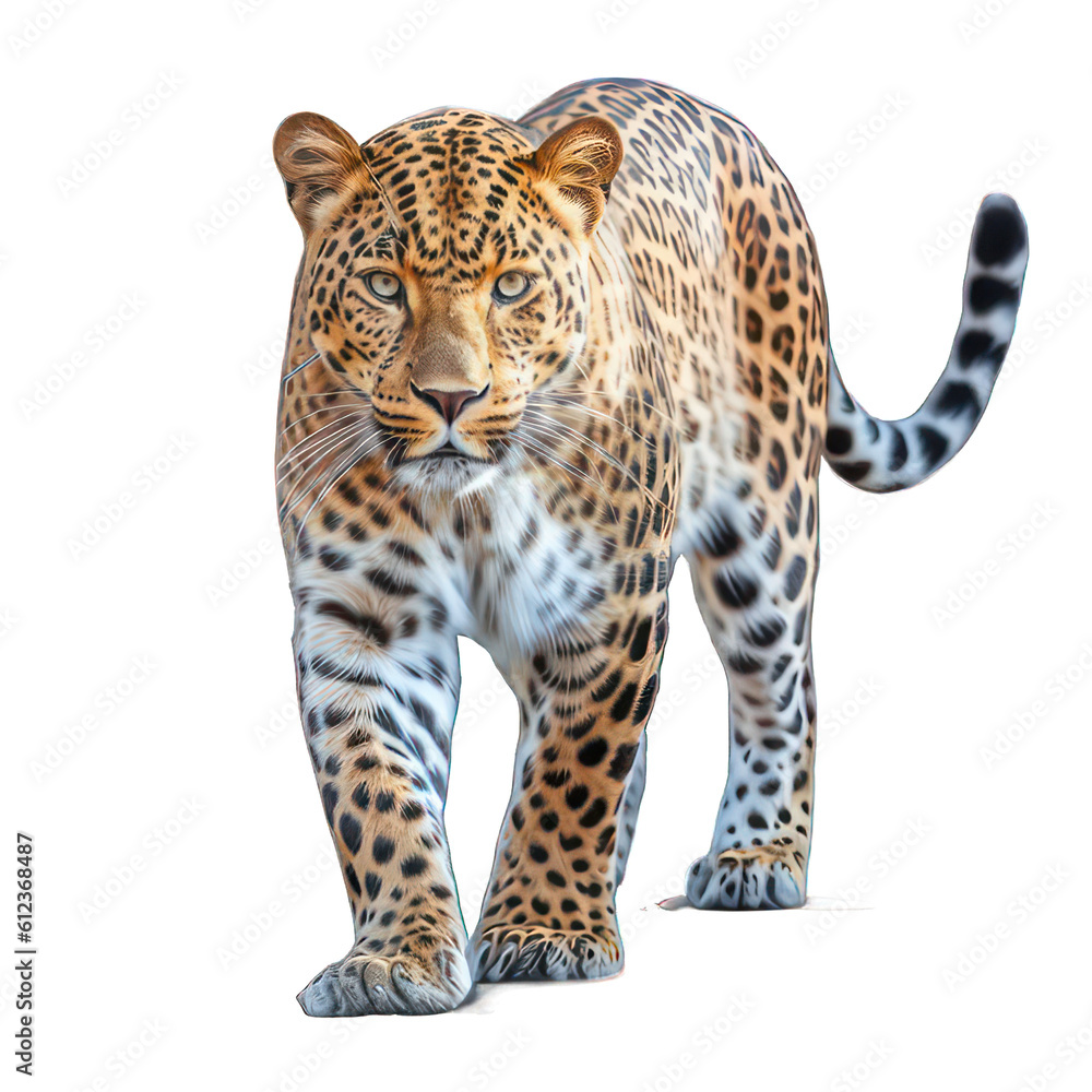 Obraz premium Leopard isolated on white created with Generative AI