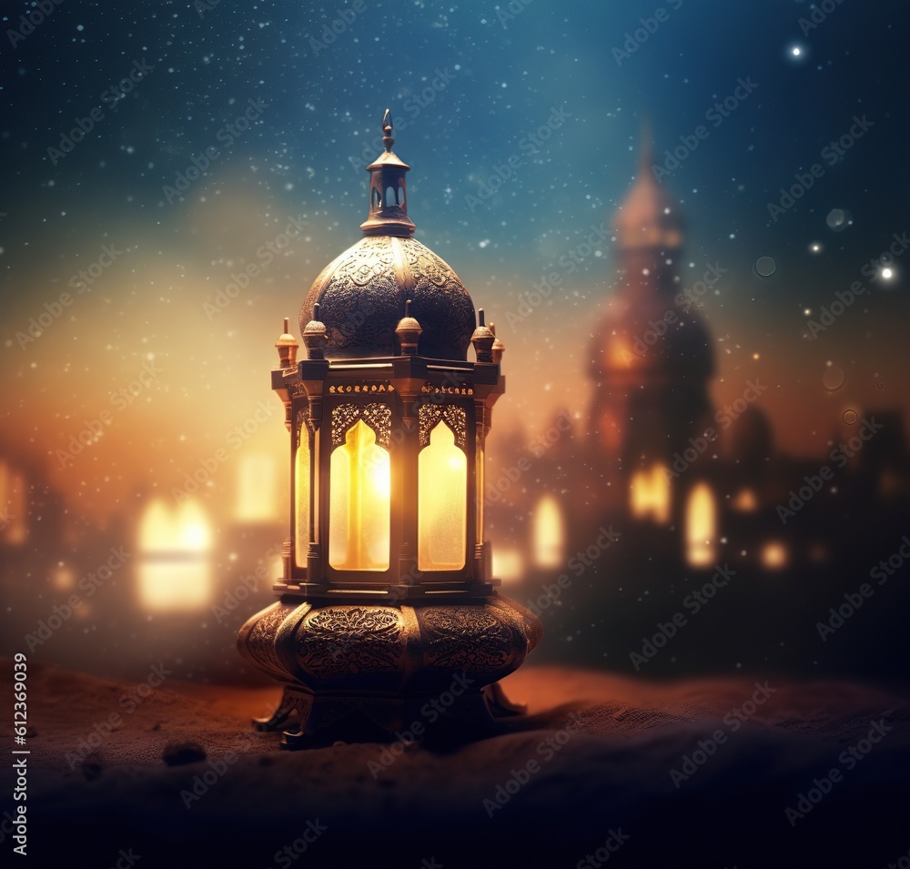 Glossy eid concept lighting lamp in the night Glossy eid concept lighting lamp in the night