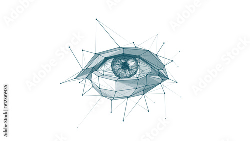 Digital vision concept. Low poly eye isolated on white background. Conception of abstract view. Polygonal vector illustration