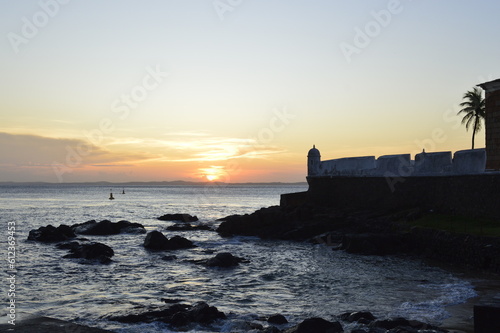 Orla de Salvador no pôr do sol