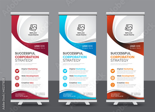 Professional Modern corporate colorful roll up standee banner design template