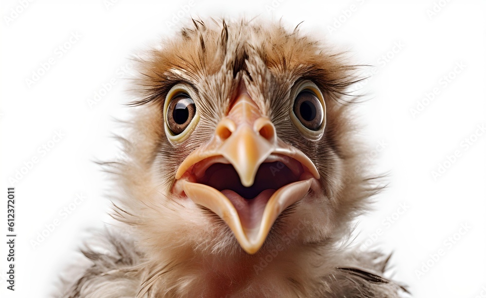 Fototapeta premium Little chick on a white background. Generative AI.