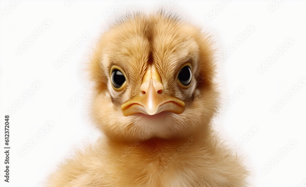 Obraz premium Little chick on a white background. Generative AI.