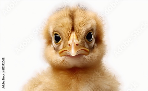 Little chick on a white background. Generative AI.