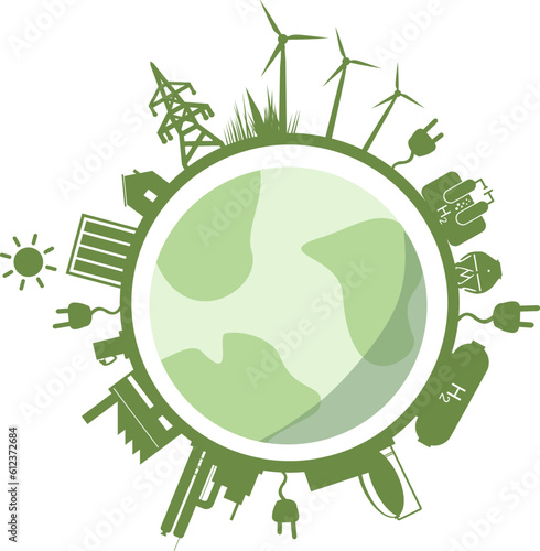 Nachhaltigkeit - grüne Energie für unseren Planeten im Energiemix