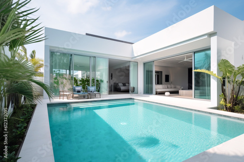 modern house with swimming pool. ai © Aida