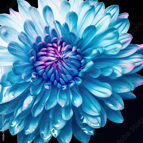 blue and white dahlia flower,abstract blue flower,Flower photography, flower close-ups © Moon