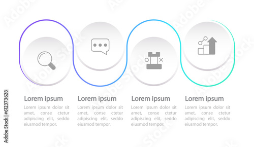 Marketing strategy infographic chart design template. Editable infochart with icons. Instructional graphics with 4 step sequence. Visual data presentation. Myriad Pro Regular font used