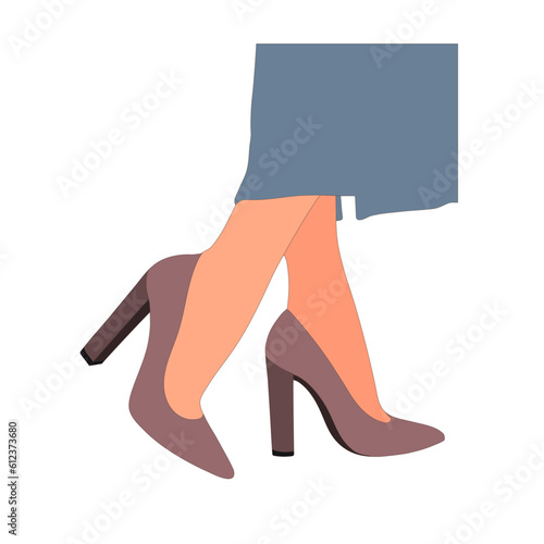 Slender, young female legs in a pose. Shoes stilettos, high heels. Walking, standing, running, jumping, dance. Women shoe model