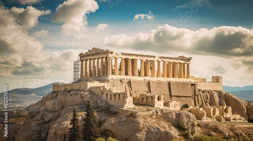 Discover the Ancient World: Parthenon on the Acropolis in Athens, Greece - a Landmark of Greek Mythology and Antiquity: Generative AI