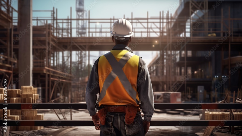 Construction worker at the construction project Generative AI