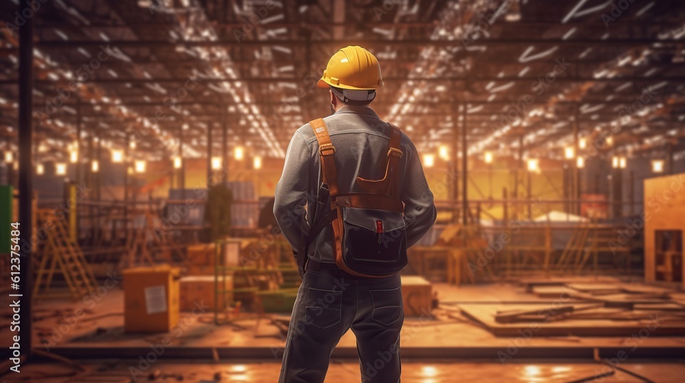 Construction worker at the construction project Generative AI