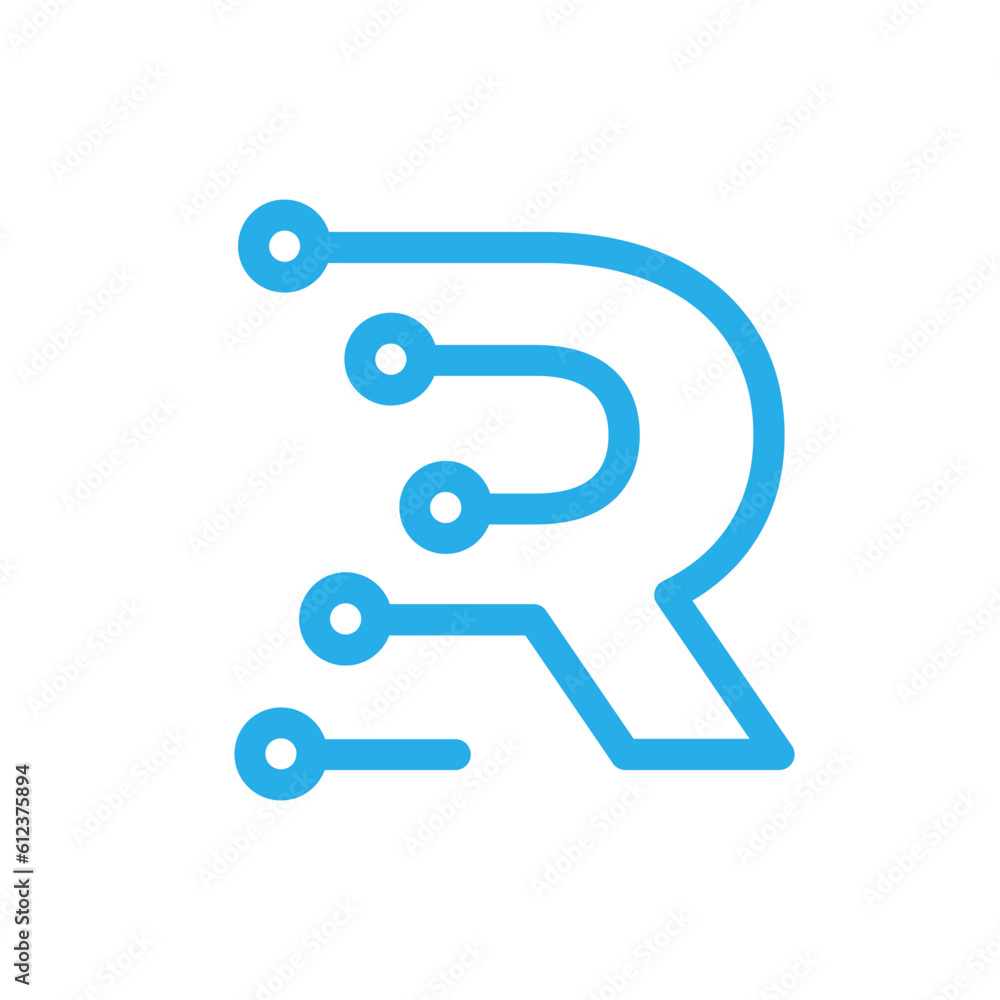 Initial Letter R Tech Logo Design Vector Initial Letter R Tech Logo Design Vector