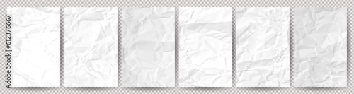 Big set of white сlean crumpled papers