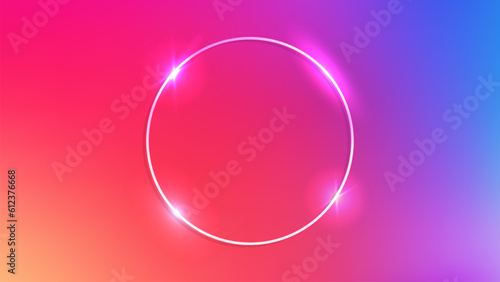 Neon circle frame with shining effects