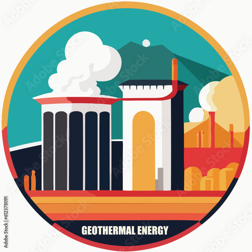 Vectio illustration of geothermal power. Green energy. Renewable energy source