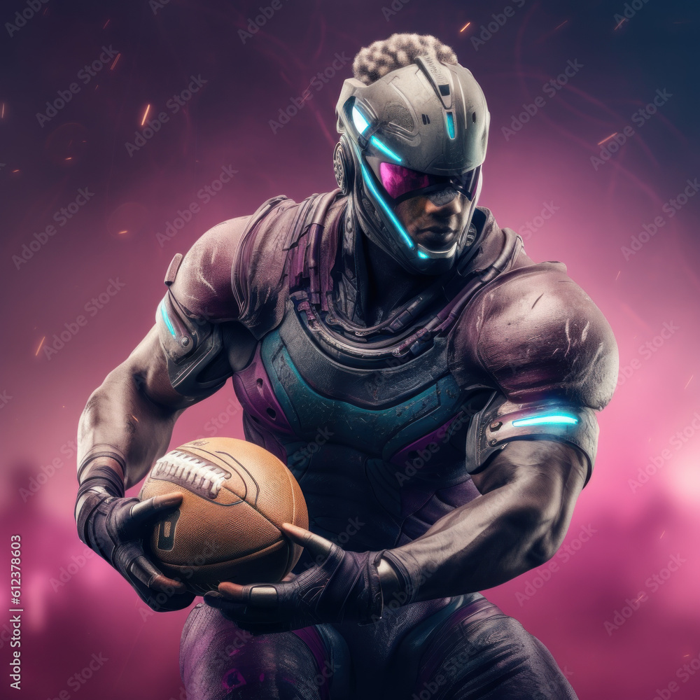 Cyberpunk rugby player