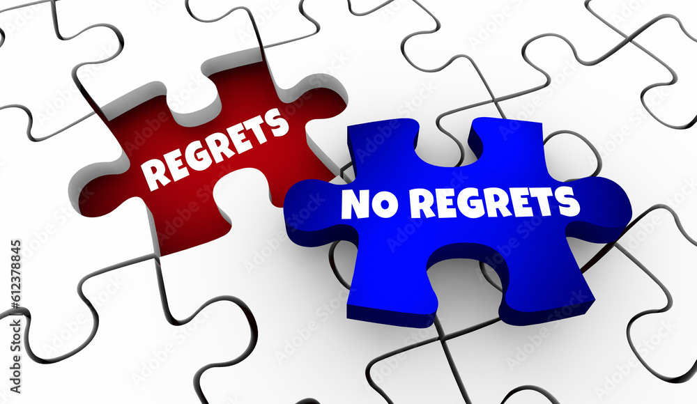 No Regrets Puzzle Piece Never Mistake Doubt 3d Illustration No Regrets Puzzle Piece Never Mistake Doubt 3d Illustration