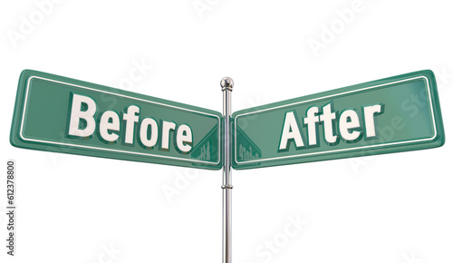 Before and After Street Corner Signs 3d Illustration