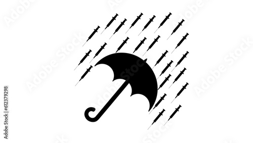 anti vaccine, rain of syringes and an umbrella
