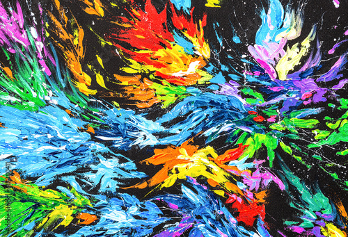 Abstract colorful oil paints on canvas as a creative background