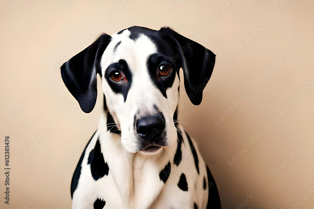 Dalmatian on beige background