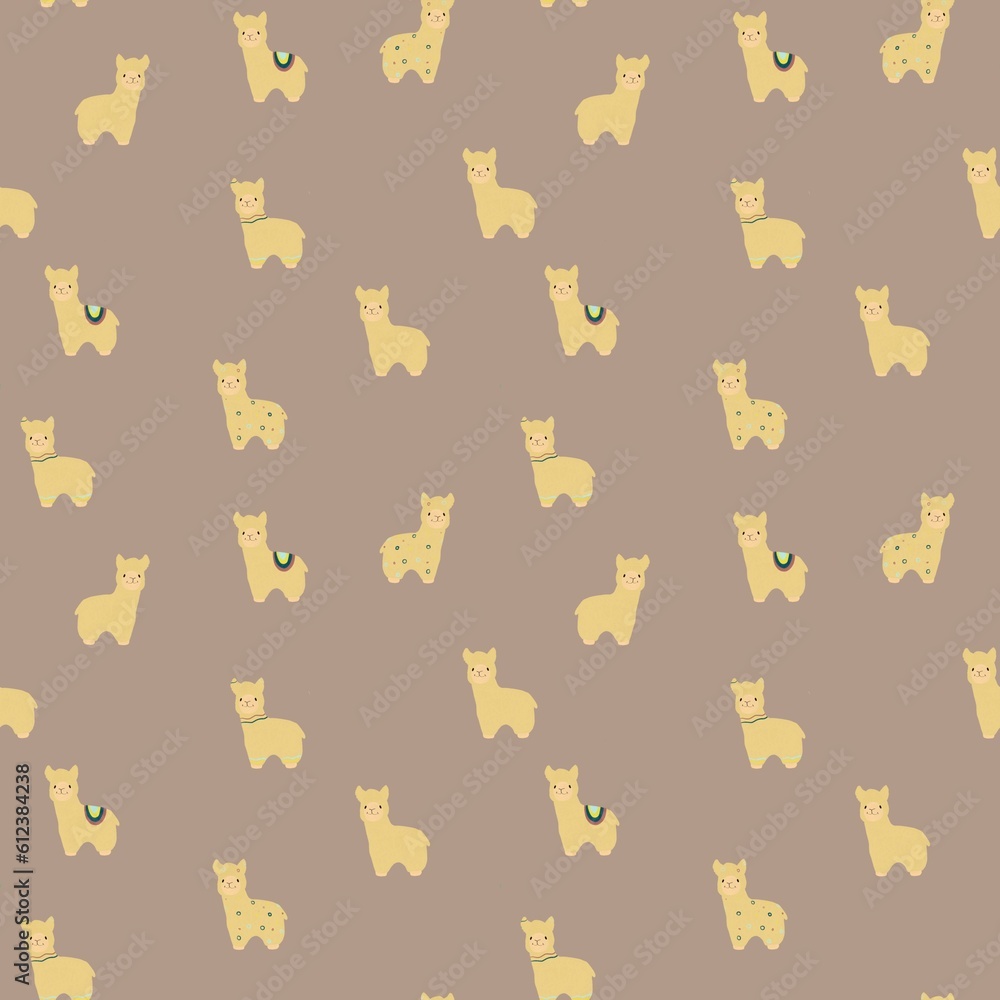 Seamless pattern cartoon llama for kids